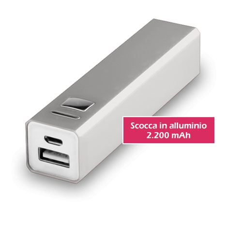 OLD Power Bank Aluminium – 2.200 mAh gadget personalizzato